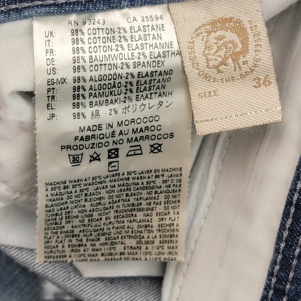 Diesel Safado Regular Slim Straight Jeans Mens 36x32 Blue Denim Button Fly 0850W